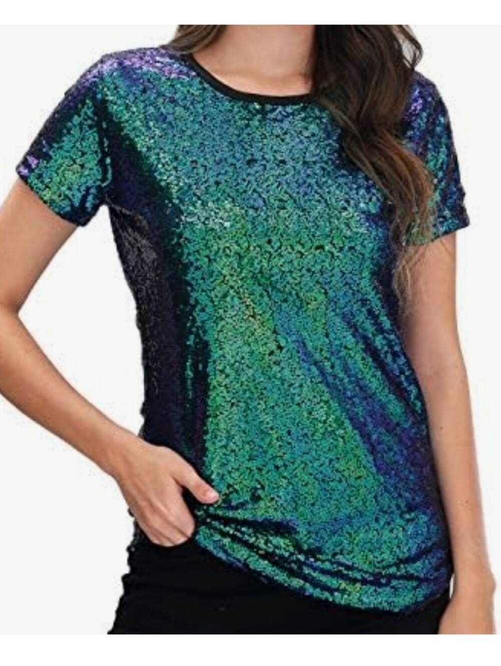 Spadehill Mermaid Green Sequined Top Size S